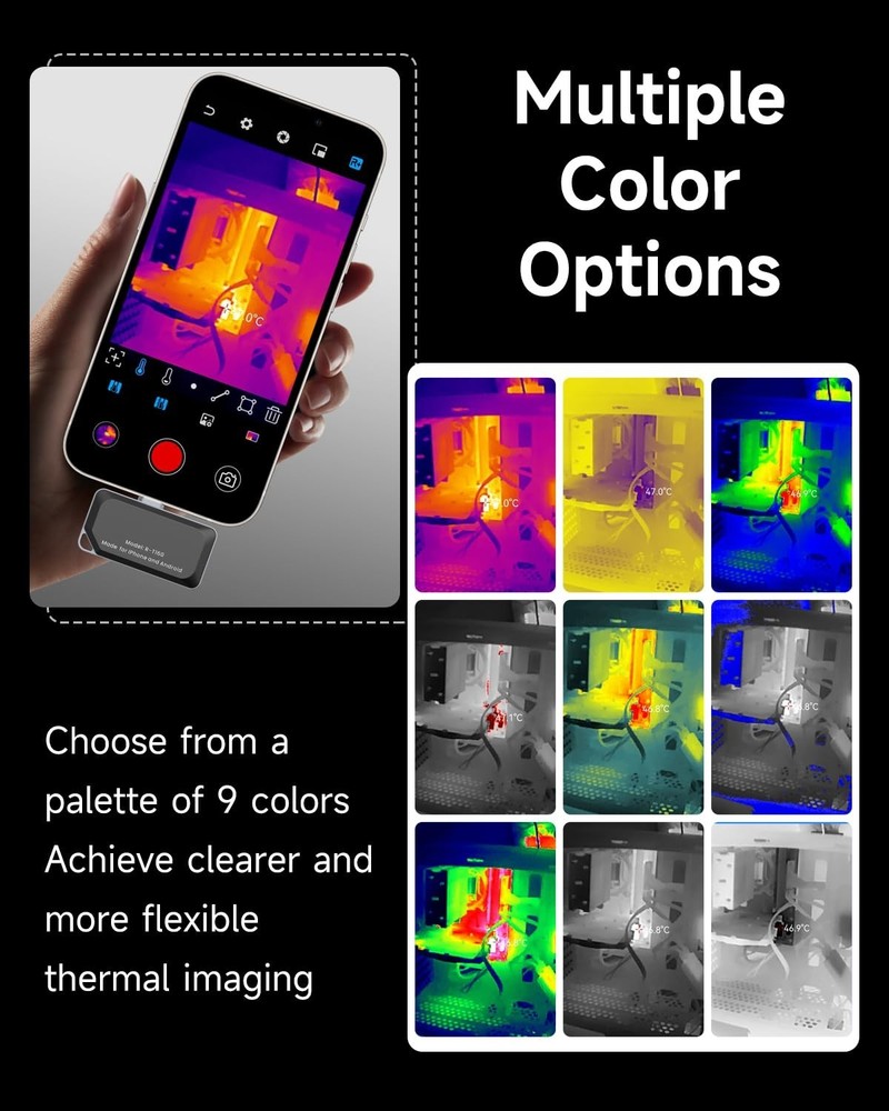 Thermal Camera for USB-C iPhone & Android – 320×240 Super Resolution,15× Digital