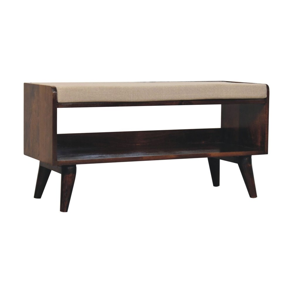California Walnut Mud Linen Bench