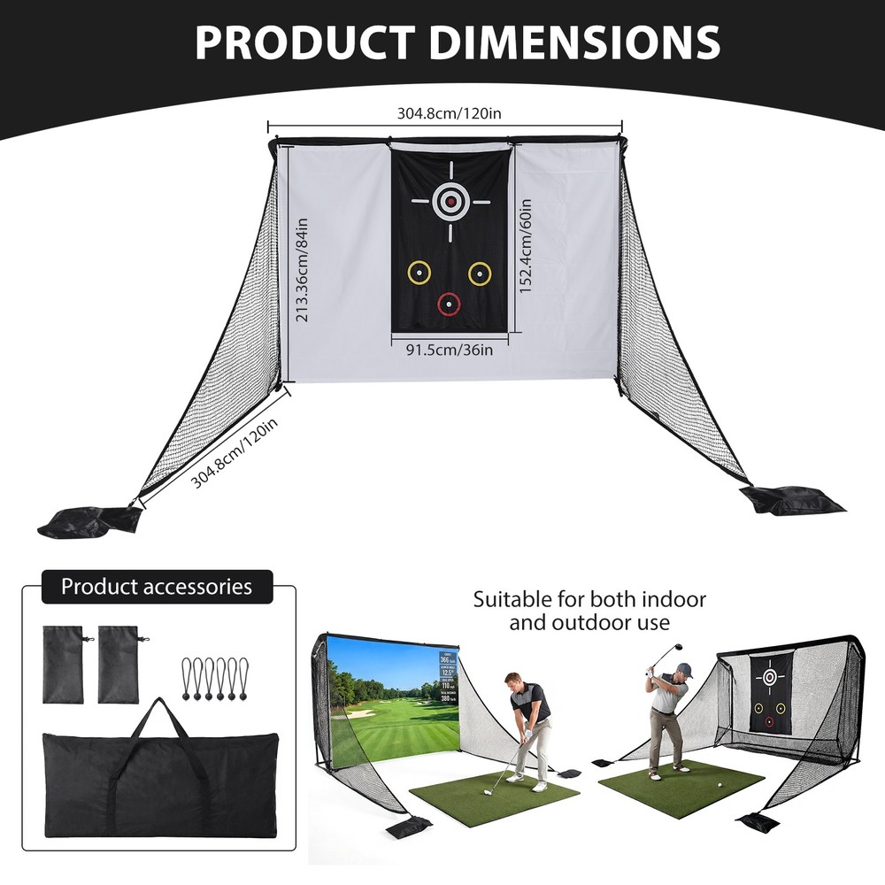 10x7ft Heavy-Duty Golf Practice Net with 2 Side Nets & Portable Bag
