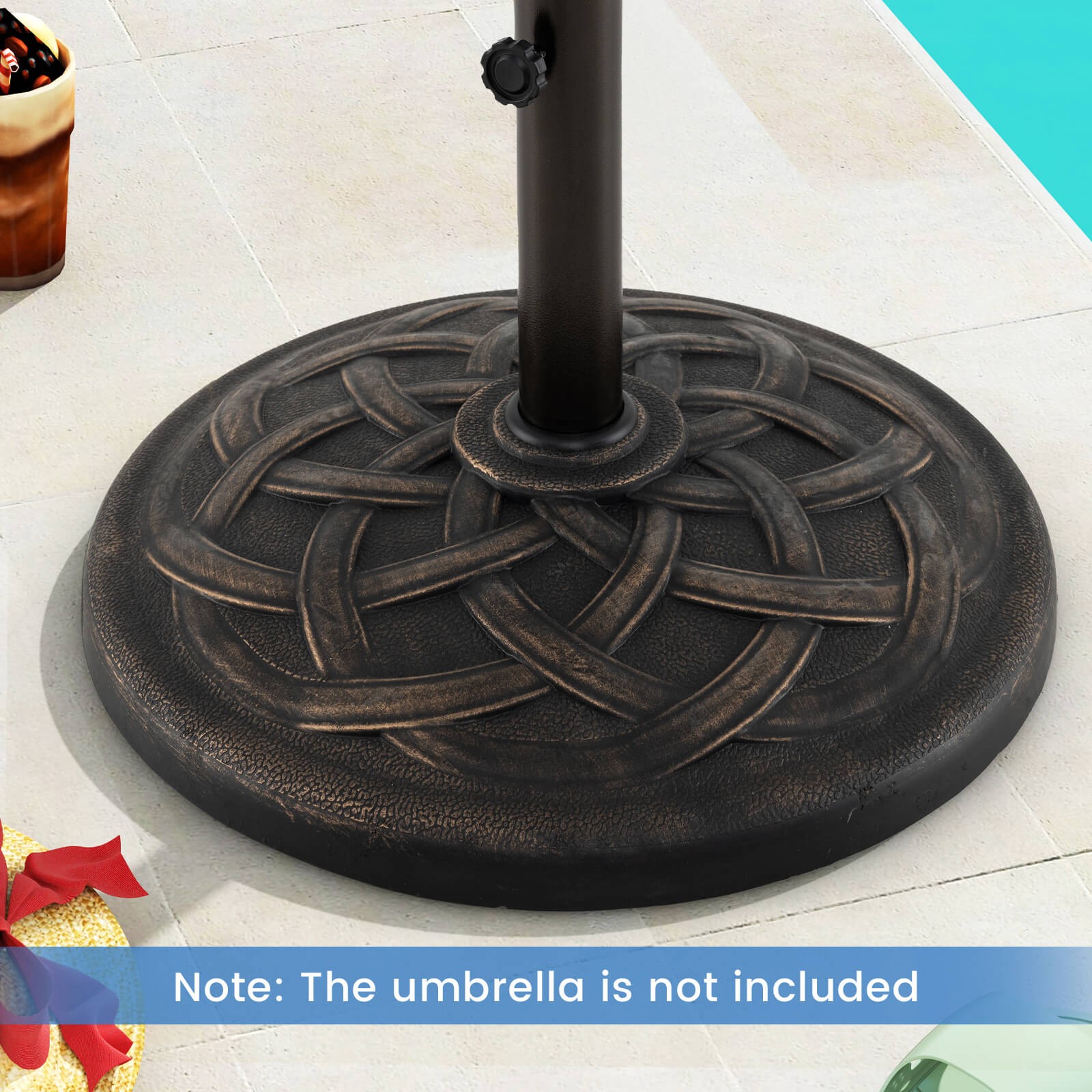 22" Round Umbrella Base Stand Market Patio Standing Outdoor Living Heavy Duty