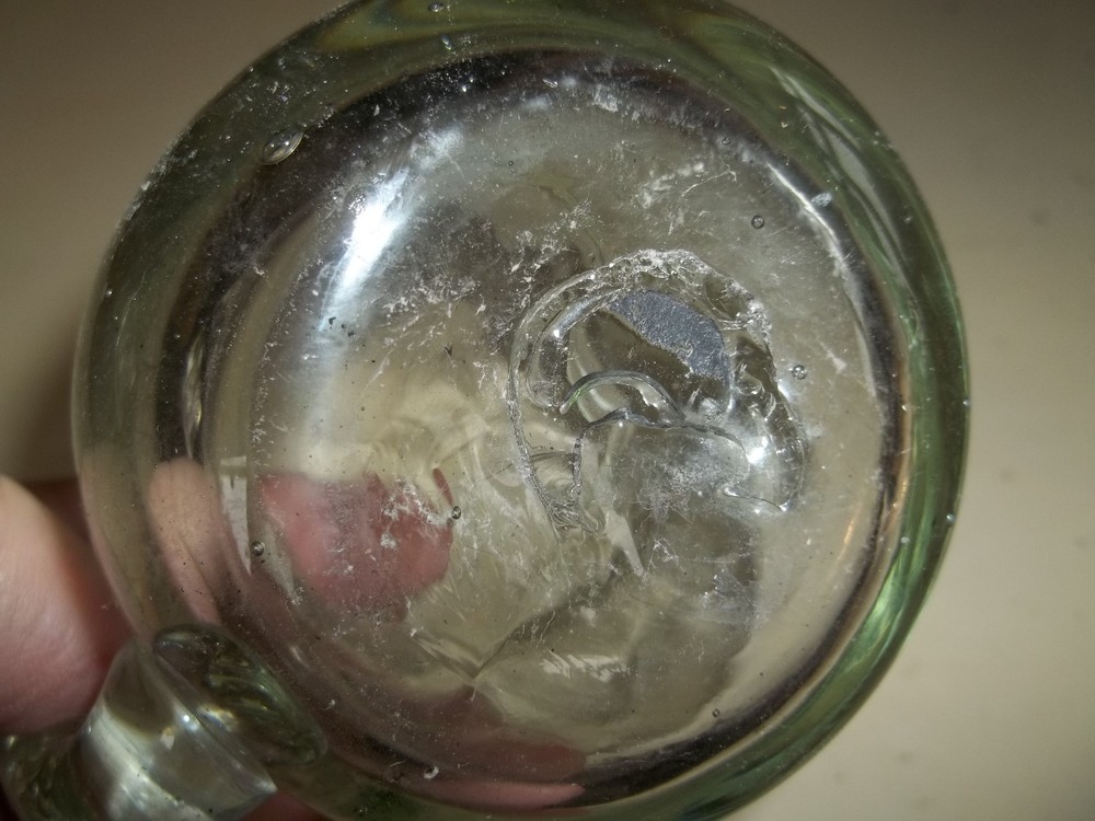 Heavy Clear Glass Vintage Handblown Small Unique Pitcher