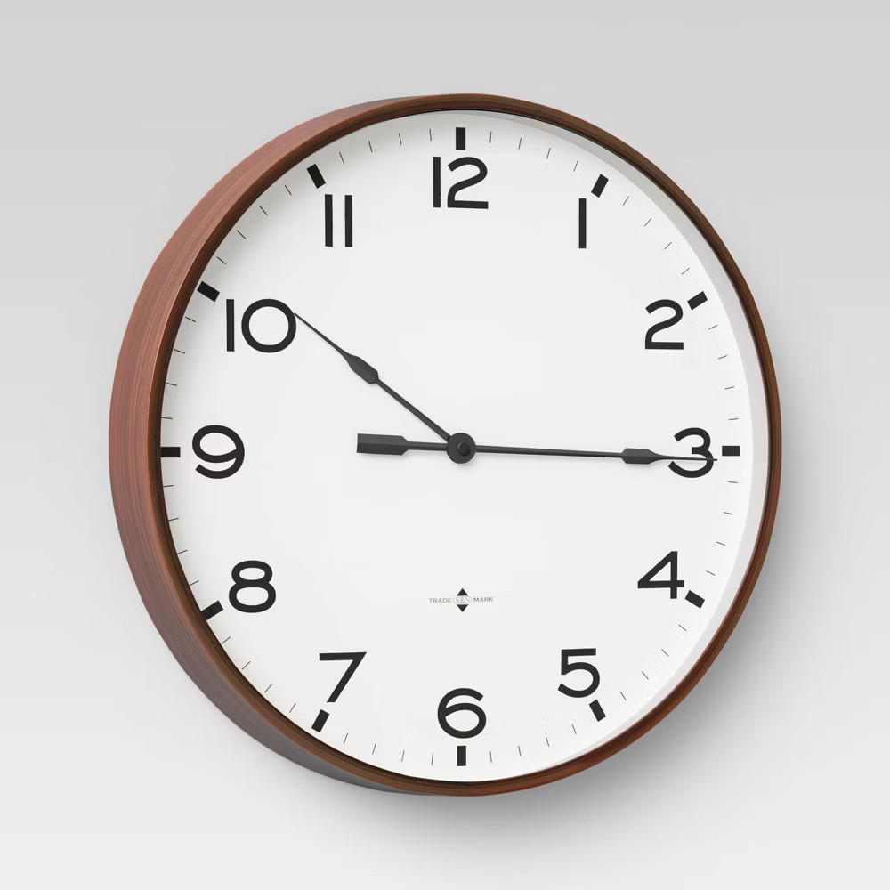 16" Thin Frame Wall Clock Red/Brown - Threshold