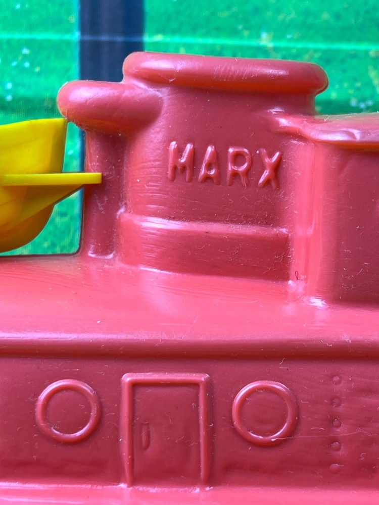 Marx Red Toy Tugboat Plastic Molded Pull Toy