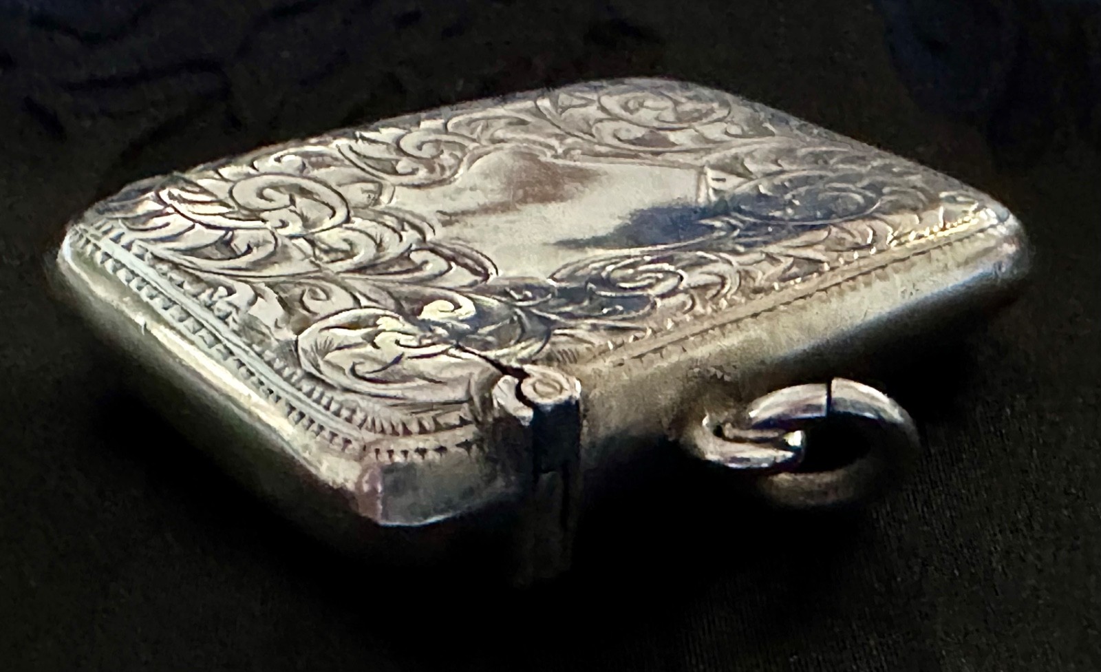 Antique Edwardian English Sterling Silver Vesta Case Match Safe Birmingham 1907