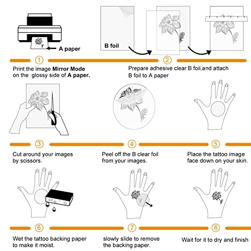 Printable Temporary Tattoo Paper 8.5"X11"-5 Sets for Inkjet printer 5 Sheets