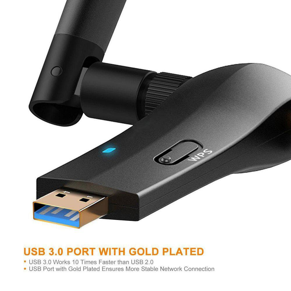 USB Wifi Adapter Network Adapter Black 1-Pack 1200Mbps Long Range Wireless Adapt