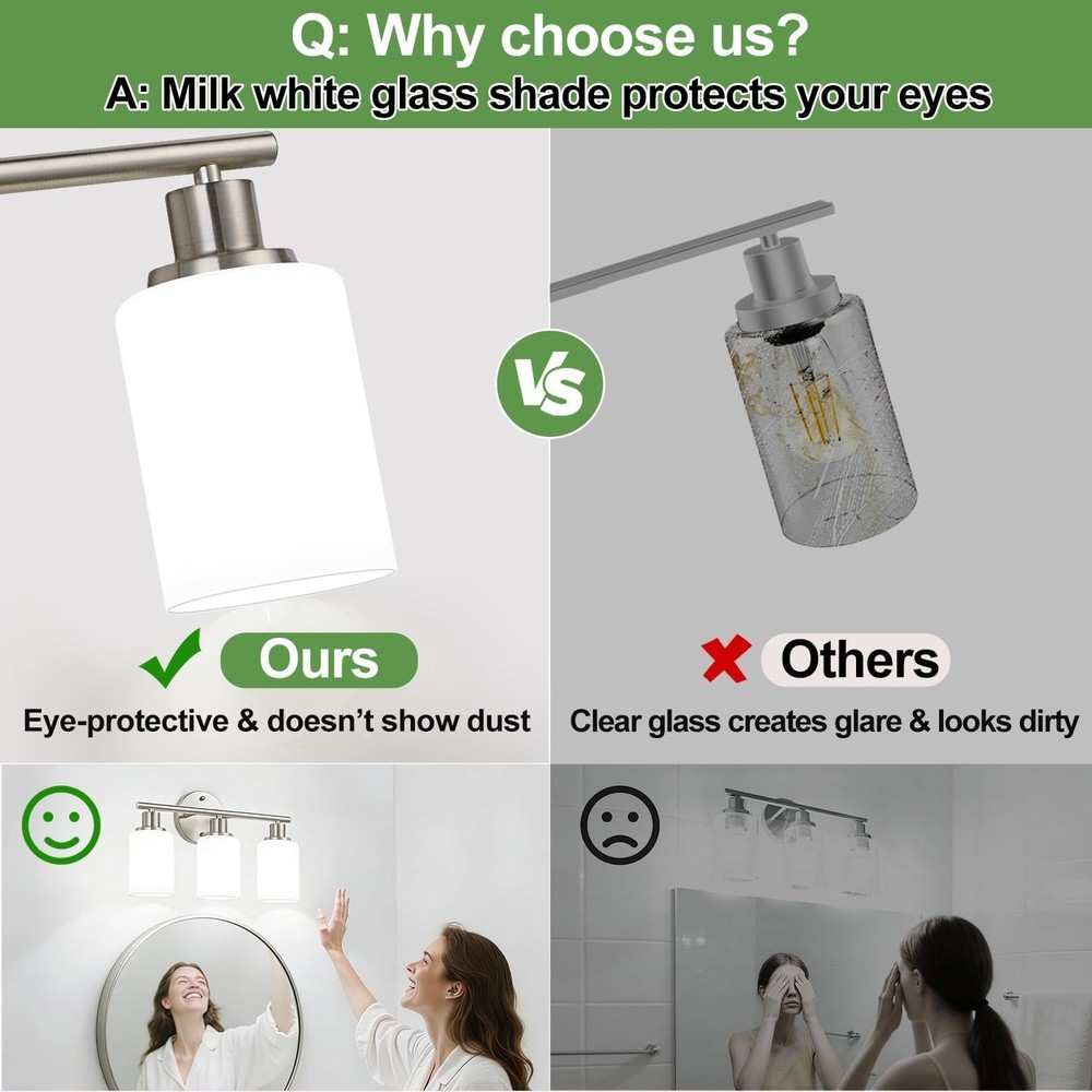 Versatile Reversible Mount Vanity Light in Brushed Nickel