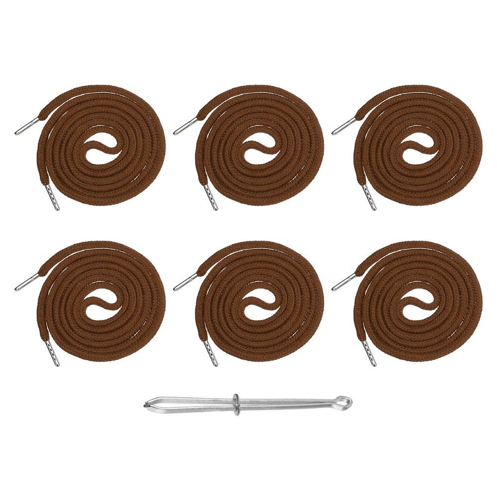 6 Pcs Hoodie Strings Drawstring Cords with Easy Threader (Brown)