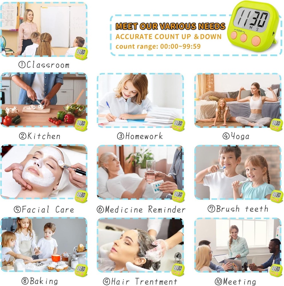 Versatile 2 Pack Classroom Timers with Magnetic Back - Easy Setup for Teachers