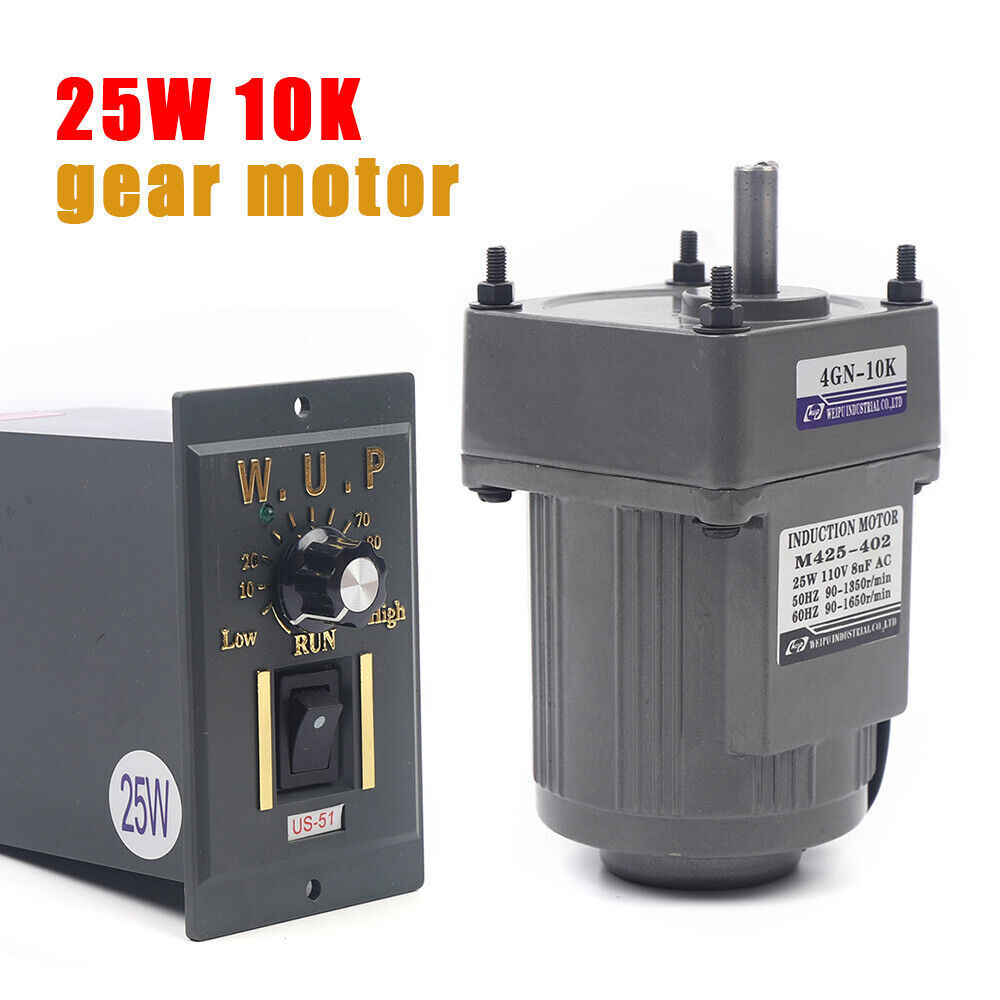 AC Reversible Gear Motor Electric Variable Speed Reduction Controller 1:10 25W