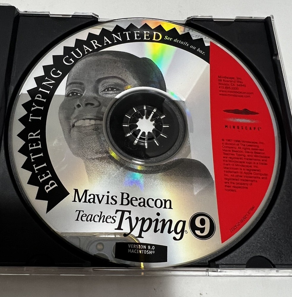 1998 Mavis Beacon Teaches Typing 9 Macintosh CD Mindscape CIB with User Guide
