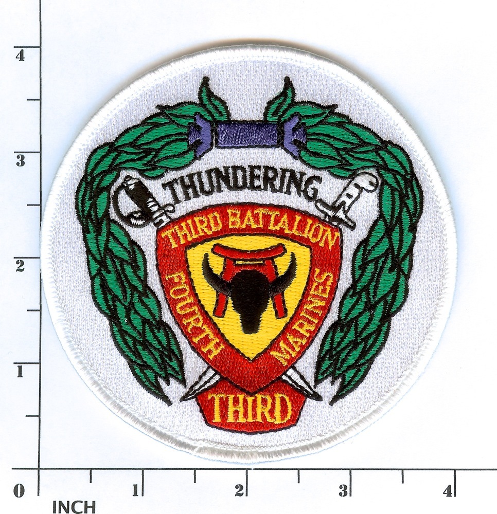USMC 3d Bn/4th Mar Hook&Loop round PATCH 3/4 Thundering 3rd Battalion/4th Marine