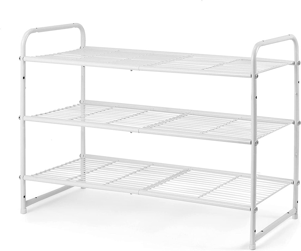 3-Tier Stackable Shoe Rack, Expandable & Adjustable Shoe Shelf Storage Organizer