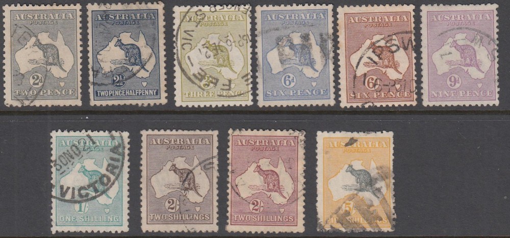 KANGAROOS..3rd Wmk..Set to 5/-...Used