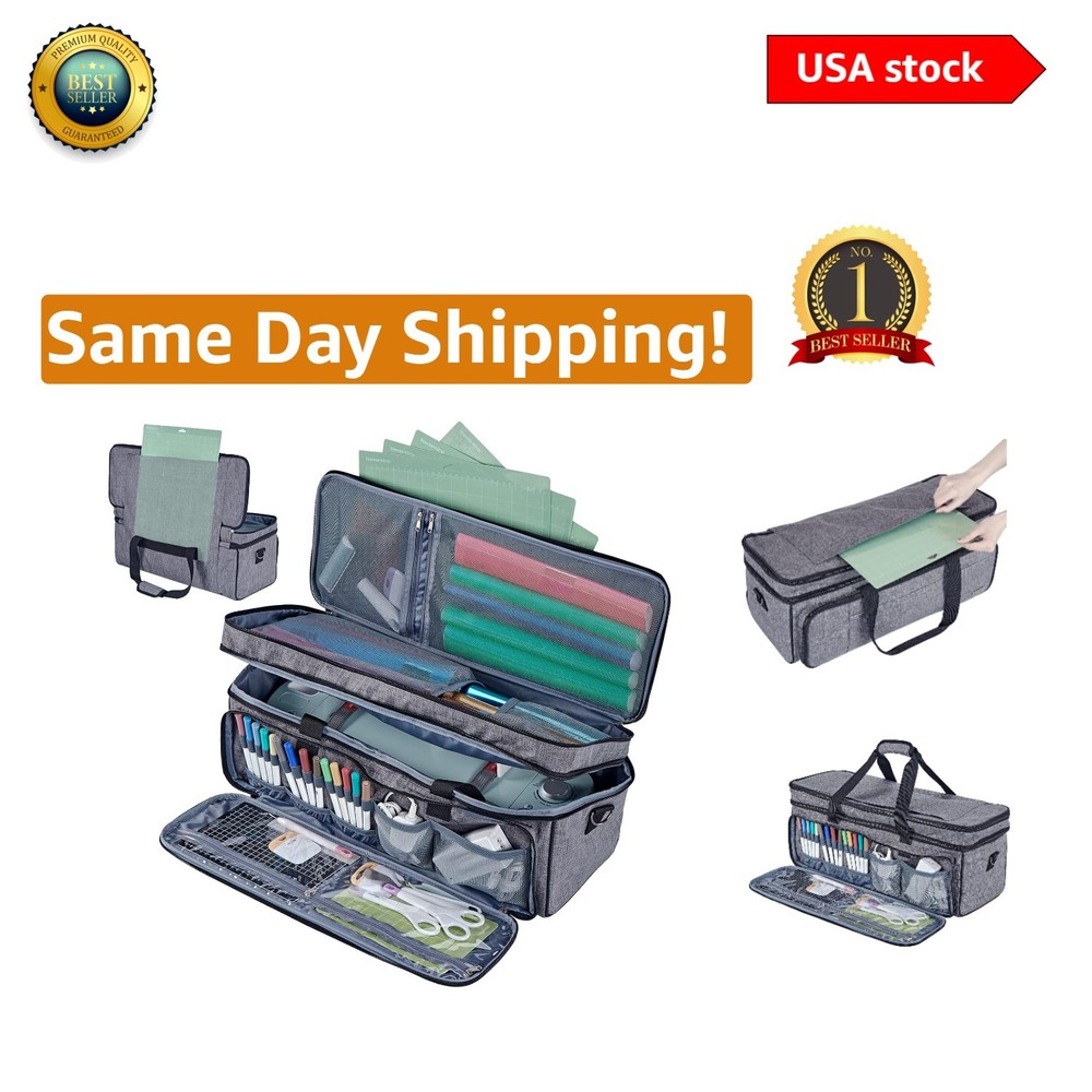 Double Layer Cricut Carrying Case with Mat Pocket - Organized & Stylish