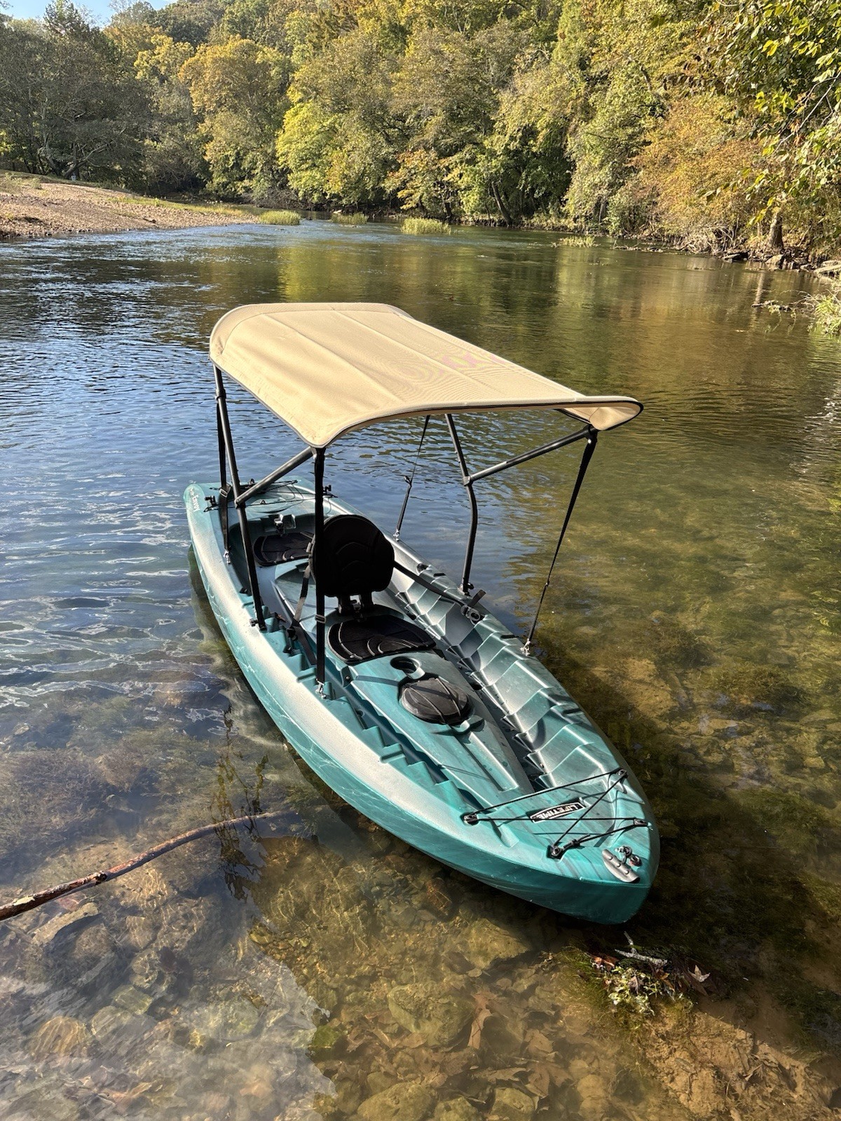 CRO 3'x5' Canoe/Kayak Sun Shade/Canopy Bimini Top - Beige Canvas Black Frame