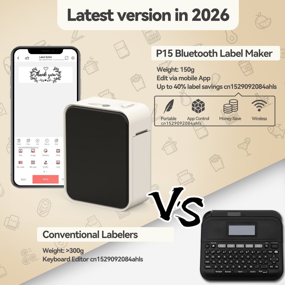 Marklife P15 Bluetooth Thermal Label Printer Mini Inkless Label Maker