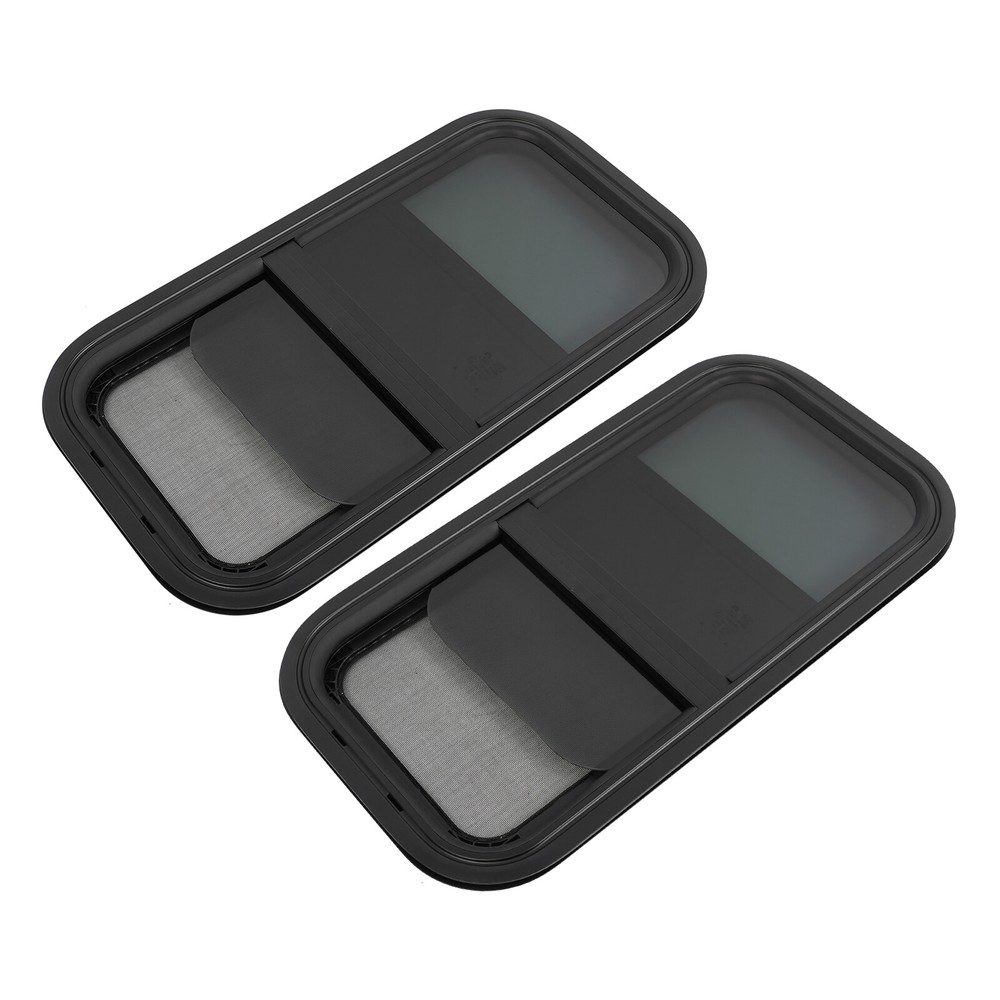 Vertical RV Window Set - 2 Durable Tempered Glass Sliding Windows
