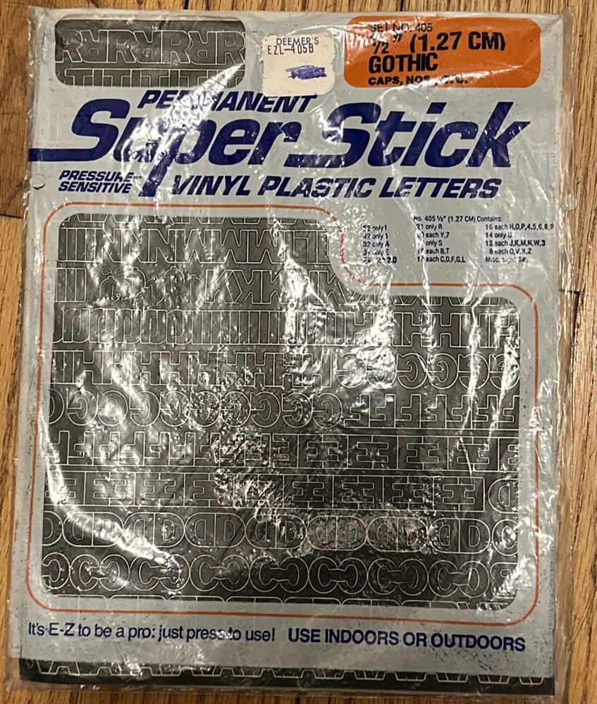 super stick vinyl plastic letters