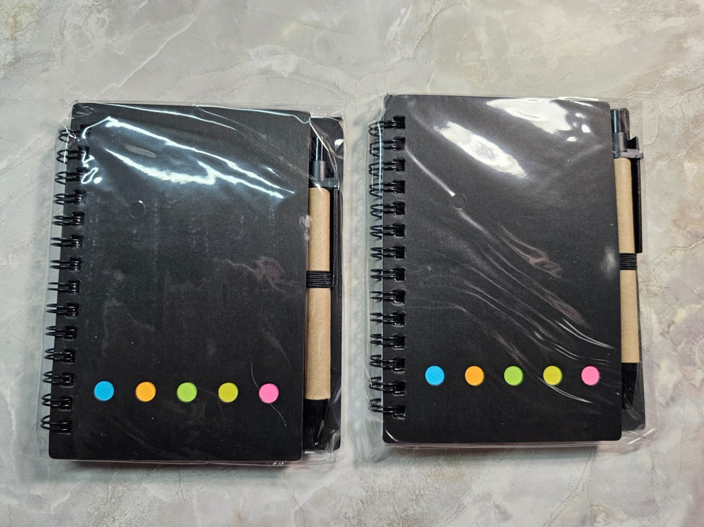 2 Pack Pocket Notebooks w/ Pen & Sticky Notes Small Spiral Notepad Set