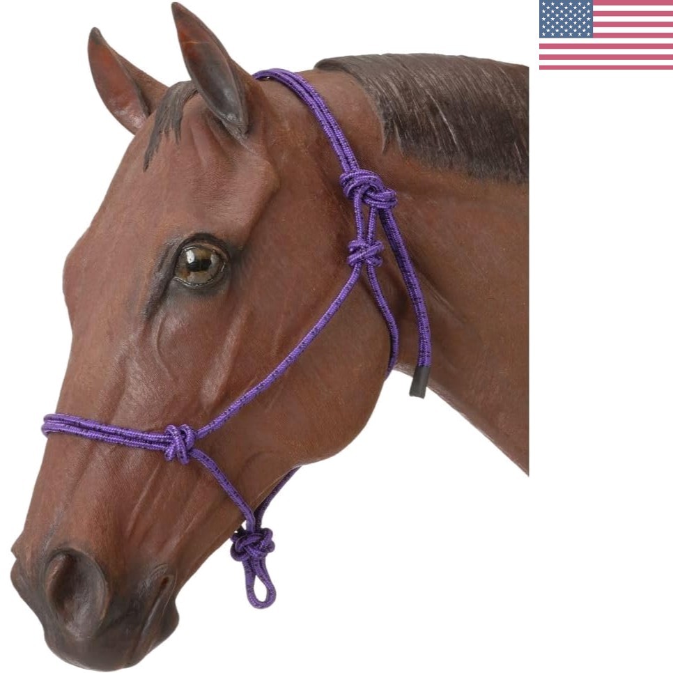 Adjustable Poly Nylon Rope Horse Halter - Purple - Durable & Responsive