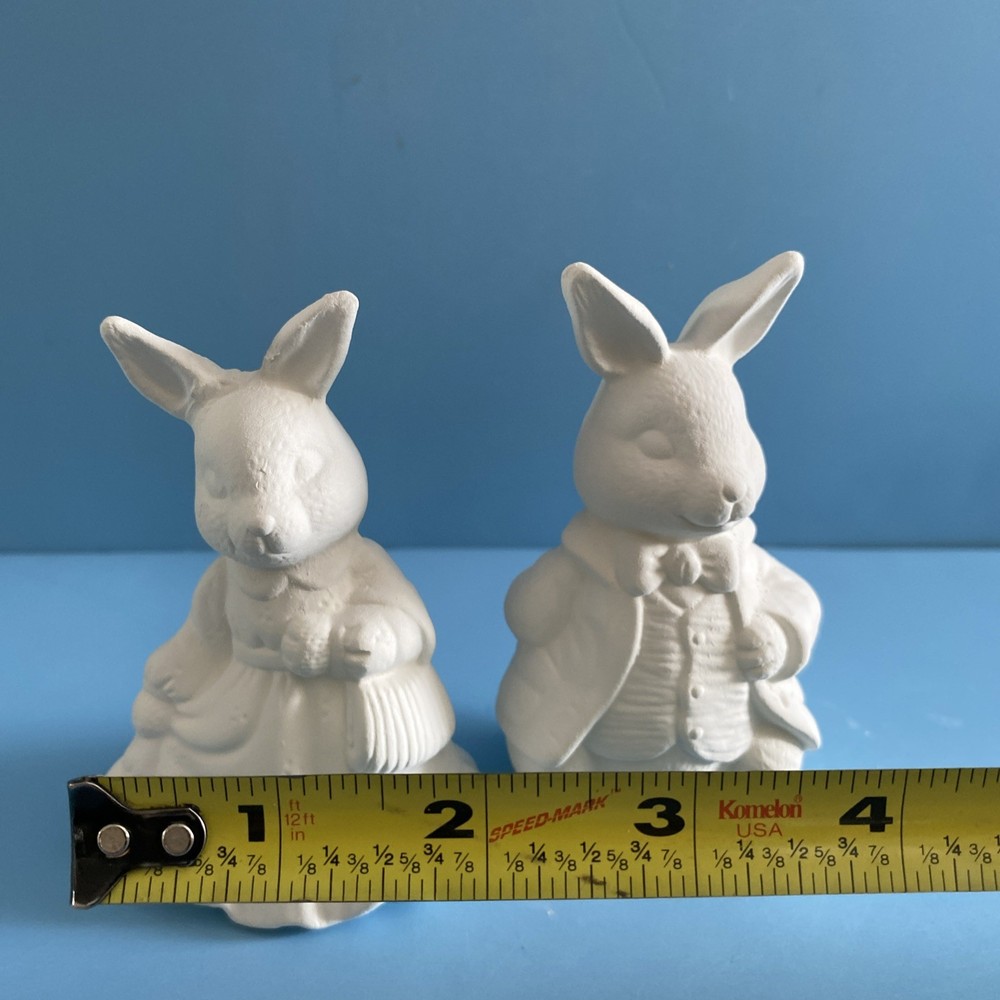 Ceramic Bisque Easter Bunny Couple Ready To Paint