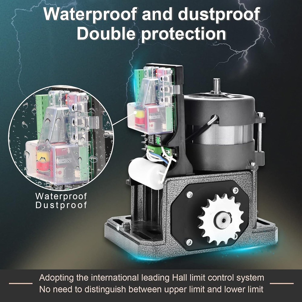 JIELI JY7 Automatic Sliding Gate Opener with 4 Remote Controls, Gate Operator...