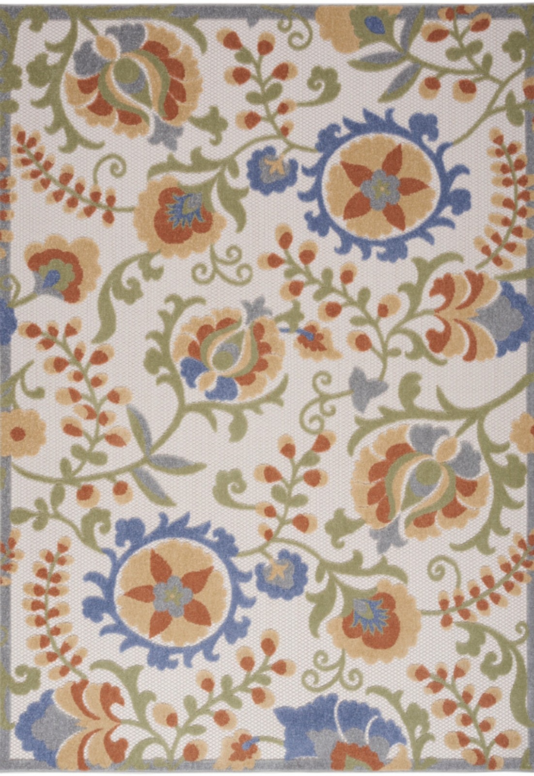 Nourison Home Splash Leafy Vines 5'x8' Indoor Outdoor Area Rug Ivory Blue Patio