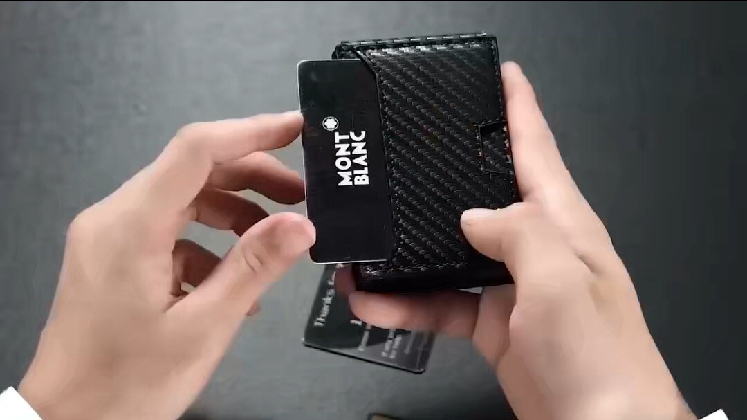 Men's Black tactical magnetic wallet RFID Blocking card holder Aluminum bifold