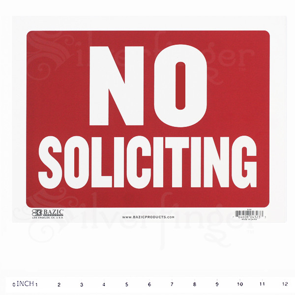 NO SOLICITING Sign • Door Signs Store Office Shop — Red+White 9x12" inch PVC