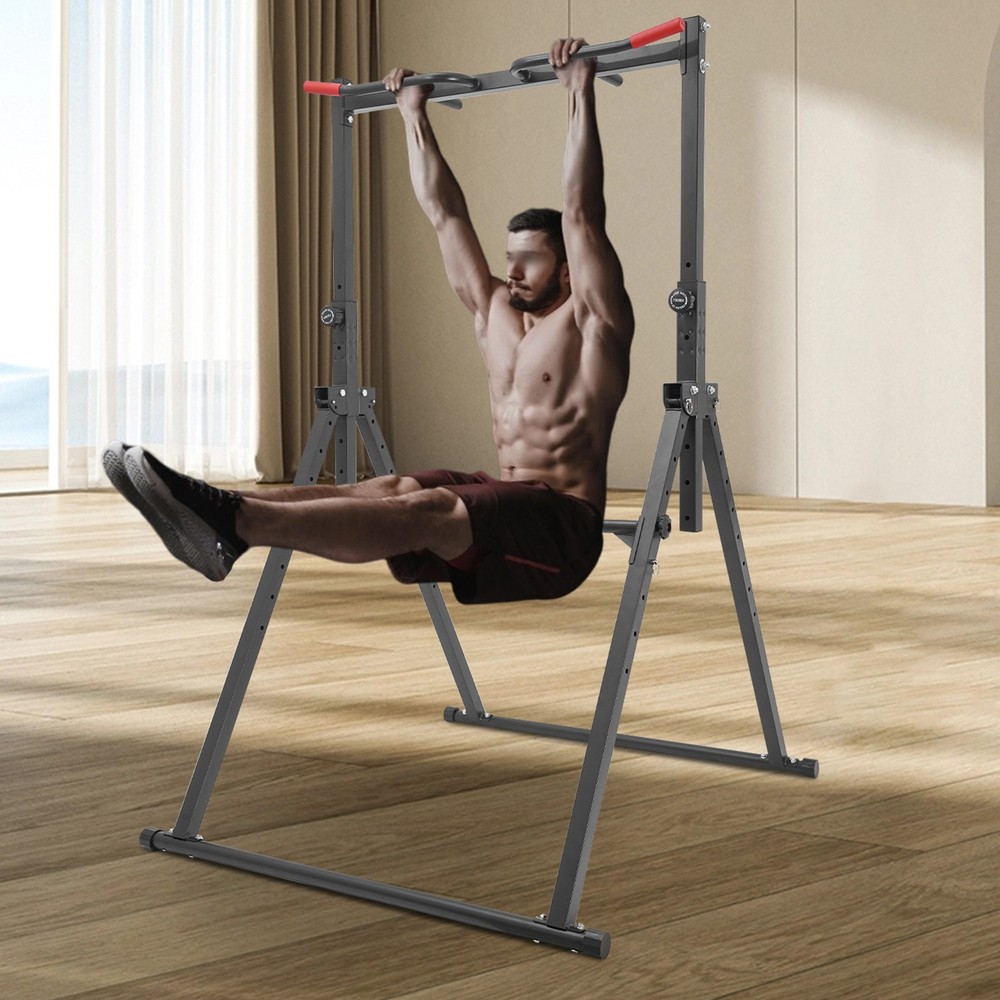 Adjustable Pull Up Bar Dip Station for Home Gym Strength Training Workout 440lbs
