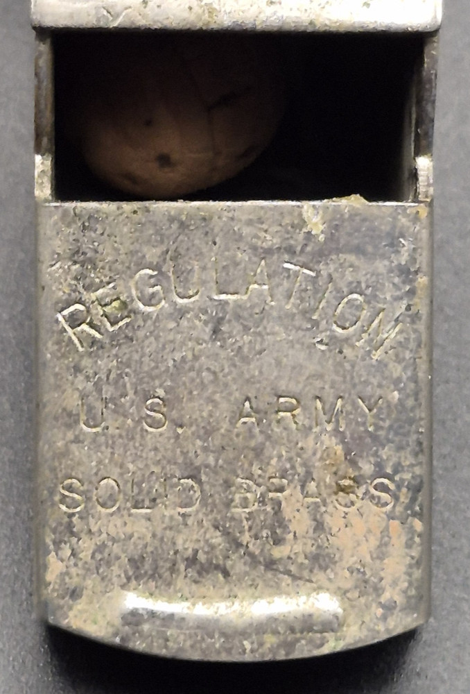 Vintage Original WWII Solid Brass US -ARMY Whistle w /o Chain
