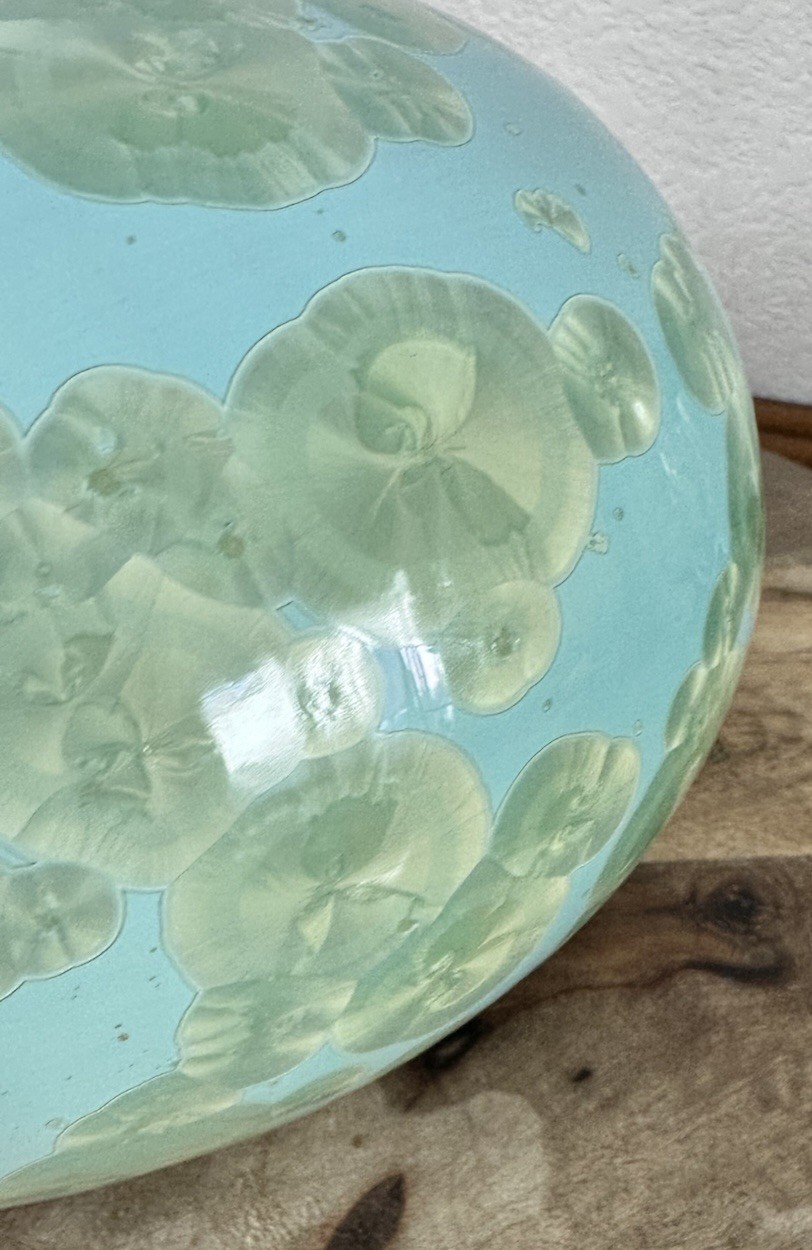 Simon Pearce Teardrop Jade Crystalline Vase Celadon Organic Studio Pottery