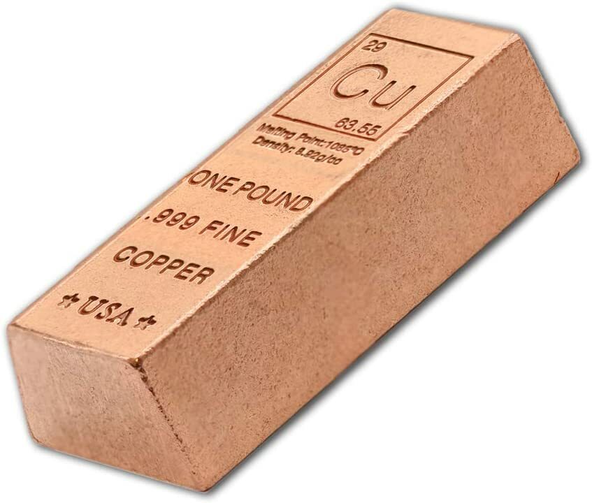 10 Pack of 1 lb Copper Ingot Bars .999 Fine Copper bullion