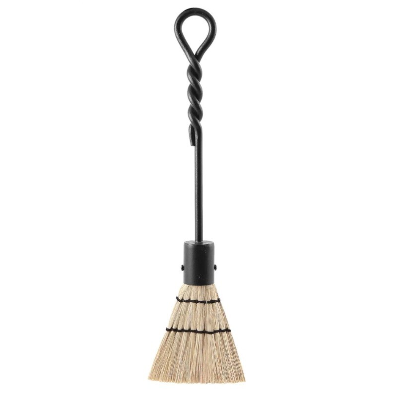 Rope Handle Single, Mini Brush Fireplace Tool, Mini 18-in, Black