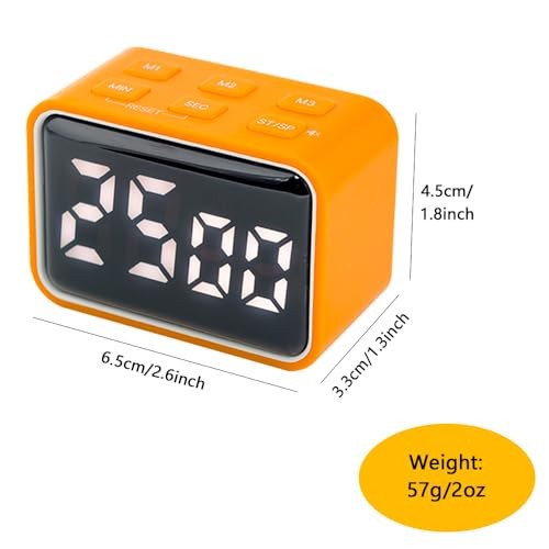 Digital Mini LED Timer, Rechargeable LED Countdown/Up Timer, 3 Pre-set Orange
