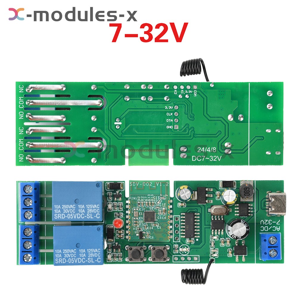 7V-32V AC/DC eWeLink APP Bluetooth 2CH WIFI Relay Switch Module Type-C RF 433
