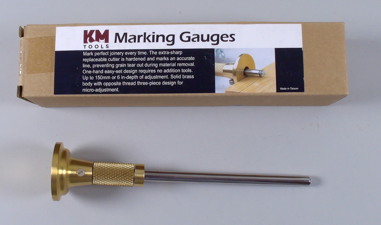 Lot of 4 Brass & Wood Marking Gauges Quang Sheng, KM Tools, Crown Tools