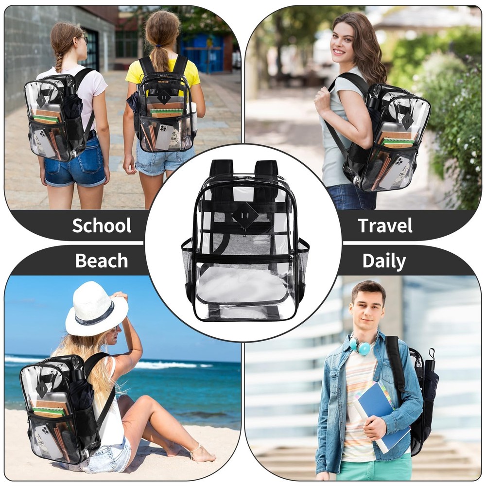 Clear backpack,Clear Backpack for School,Heavy Duty PVC Transparent Backpack,...