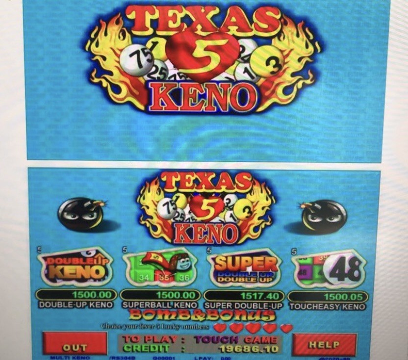TEXAS KENO GAME BOARD 5 HEARTS