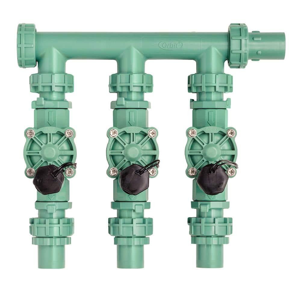 Orbit 3-Valve Inline Manifold Assembly Sprinkler Control PVC Poly Compatible