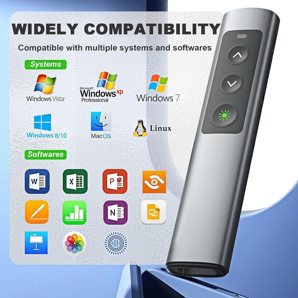 Rechargeable Green Laser Pointer & Wireless Presenter Remote for Keynote/PPT