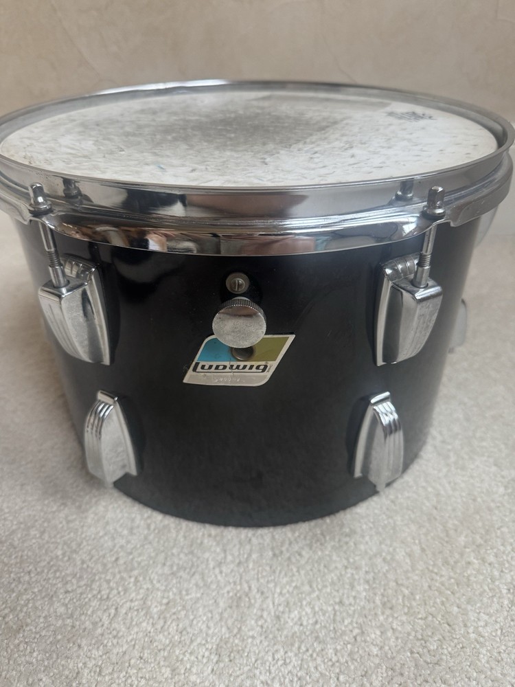 Vintage 70s Ludwig 13” x 9” Black Cortex Mounted Rack Tom Drum