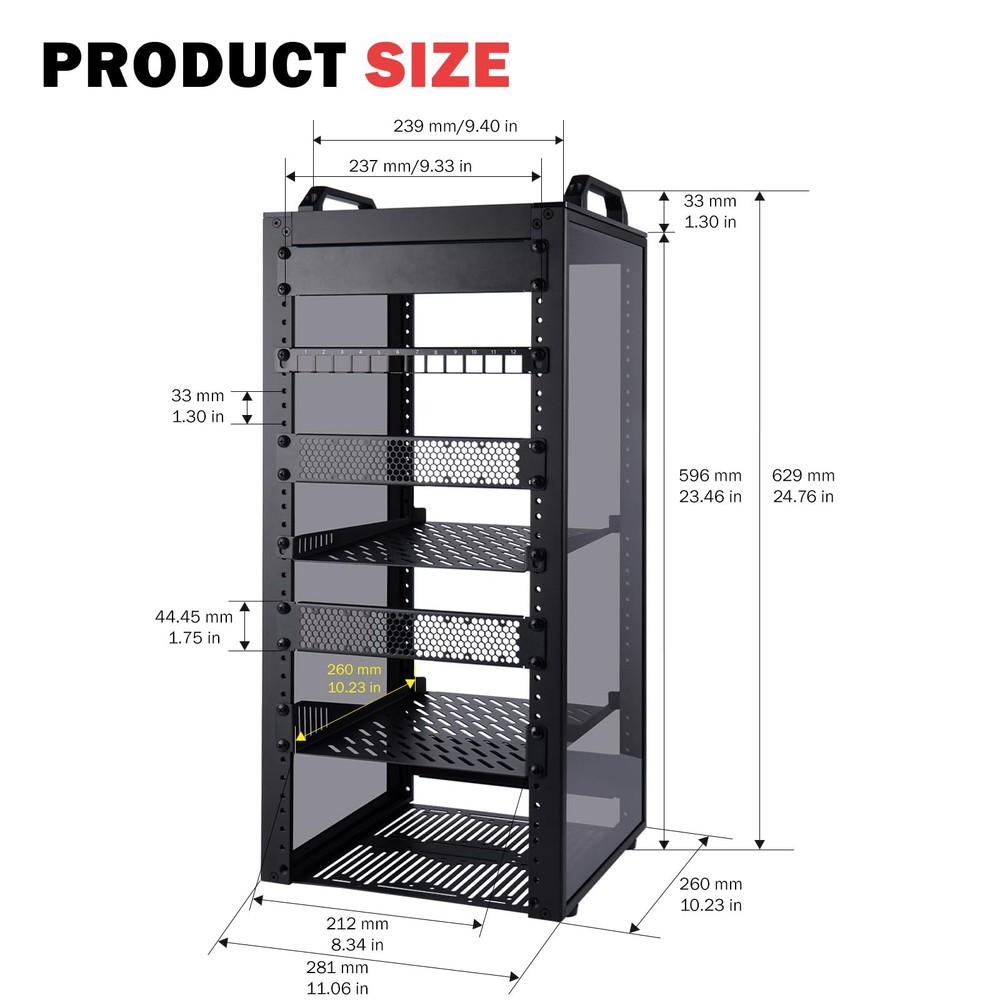12U Server Cabinet, 10 inch Server Rack for Network, Servers, Audio, and Vide...