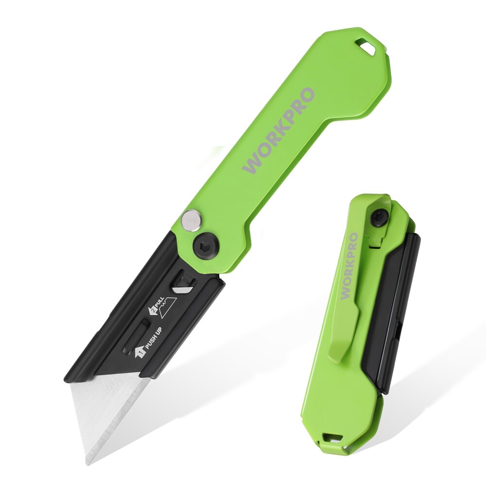 WORKPRO Mini Folding Utility Knife Box Cutter Quick Change Blade EDC Razor Knife