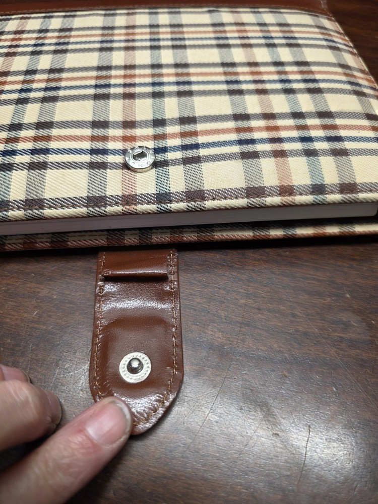 Plaid Leatherette Journal With Button Closure