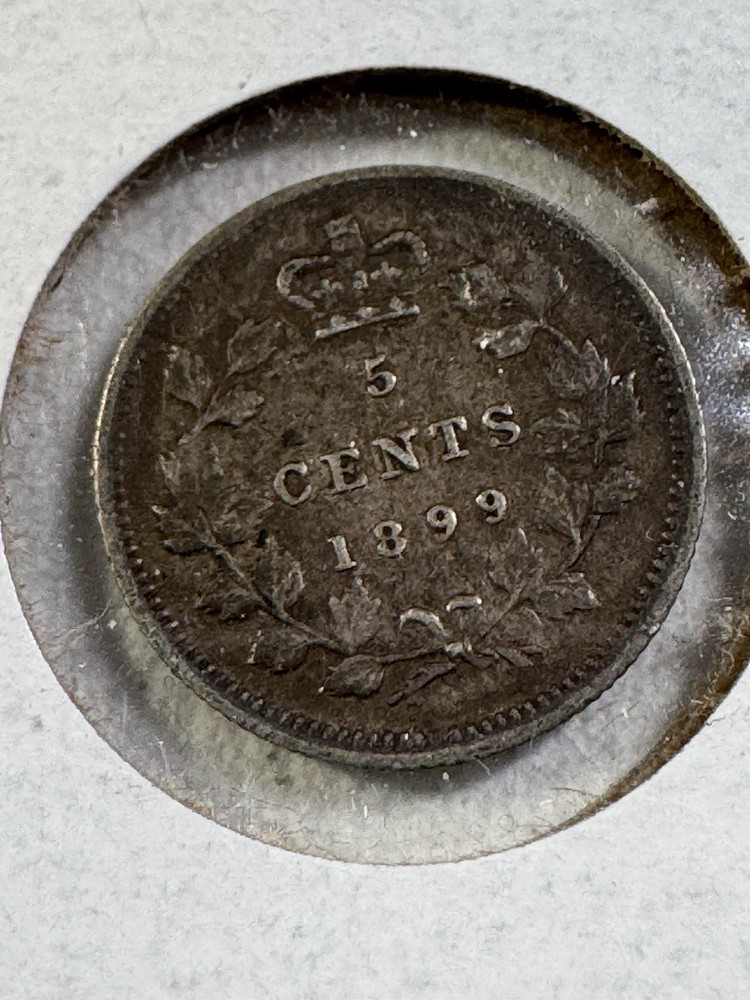 1899 Canada 5 Cents Small Silver Coin
