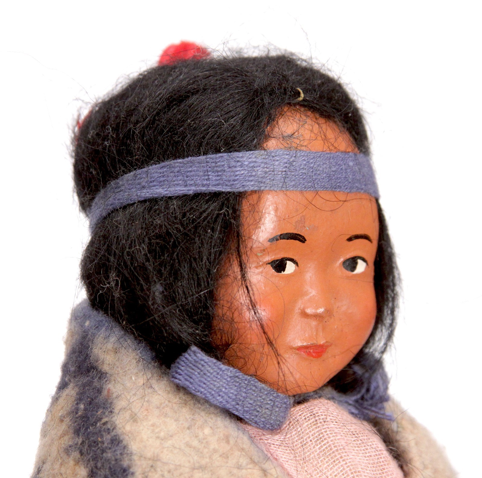 Antique Handmade Native American Navajo Skookum Bully Doll Wrapped in Blanket