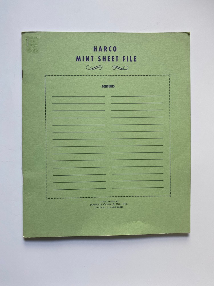VINTAGE HARCO MINT SHEET FILE - CAPACITY 8 PAGES 3 POCKETS 11.75" x 9.75"