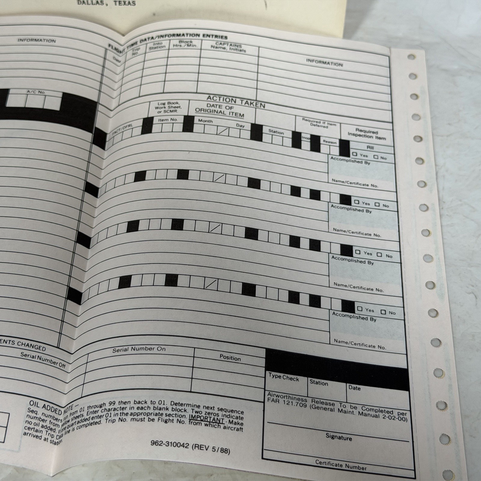 Braniff Required Inspection Items Training Manual w/ Blank Inspection Form